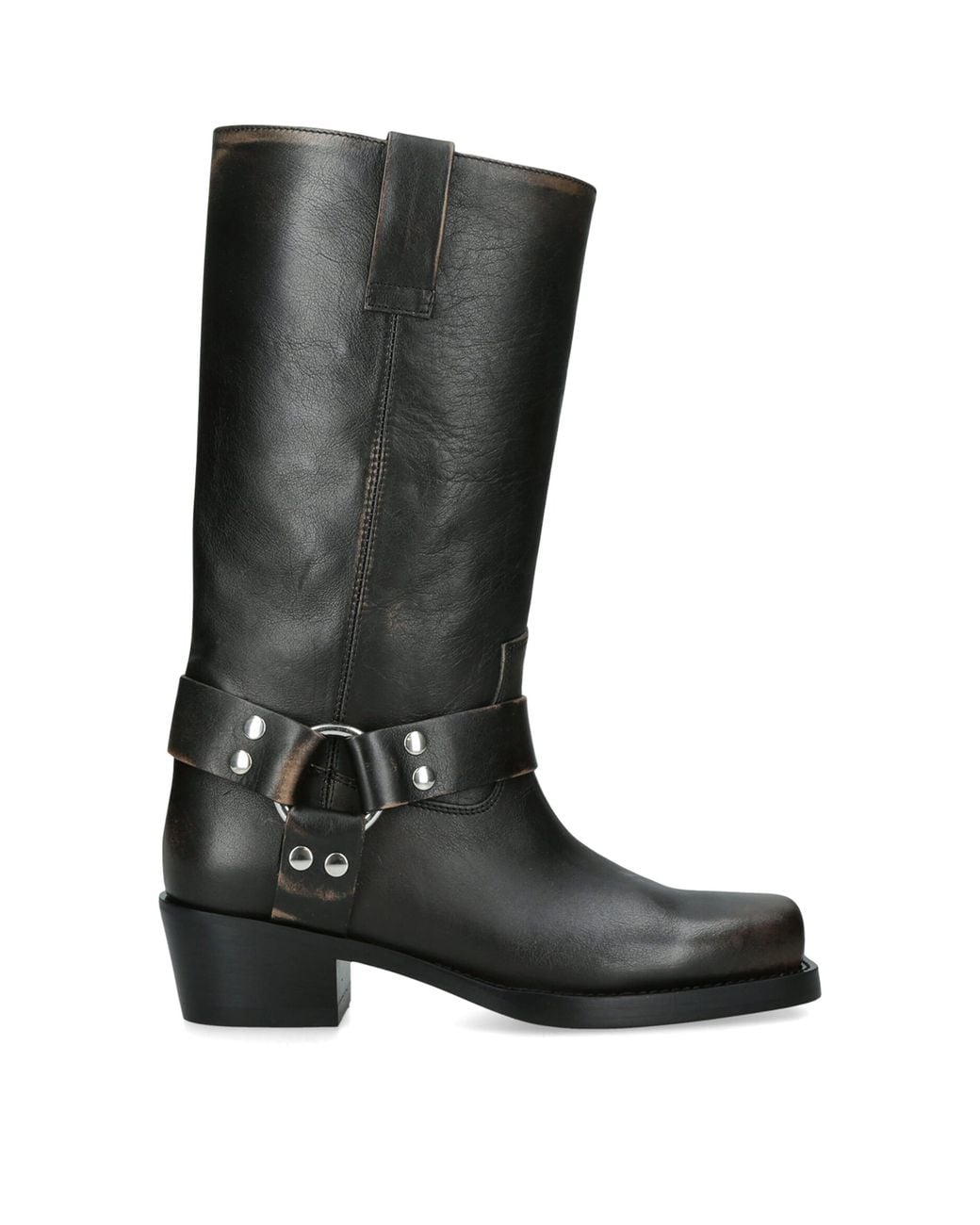 Paris Texas Black Leather Roxy Knee-High Boots 45