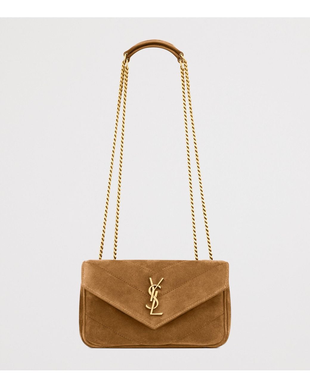 Saint Laurent Natural Mini Suede Loulou Shoulder Bag