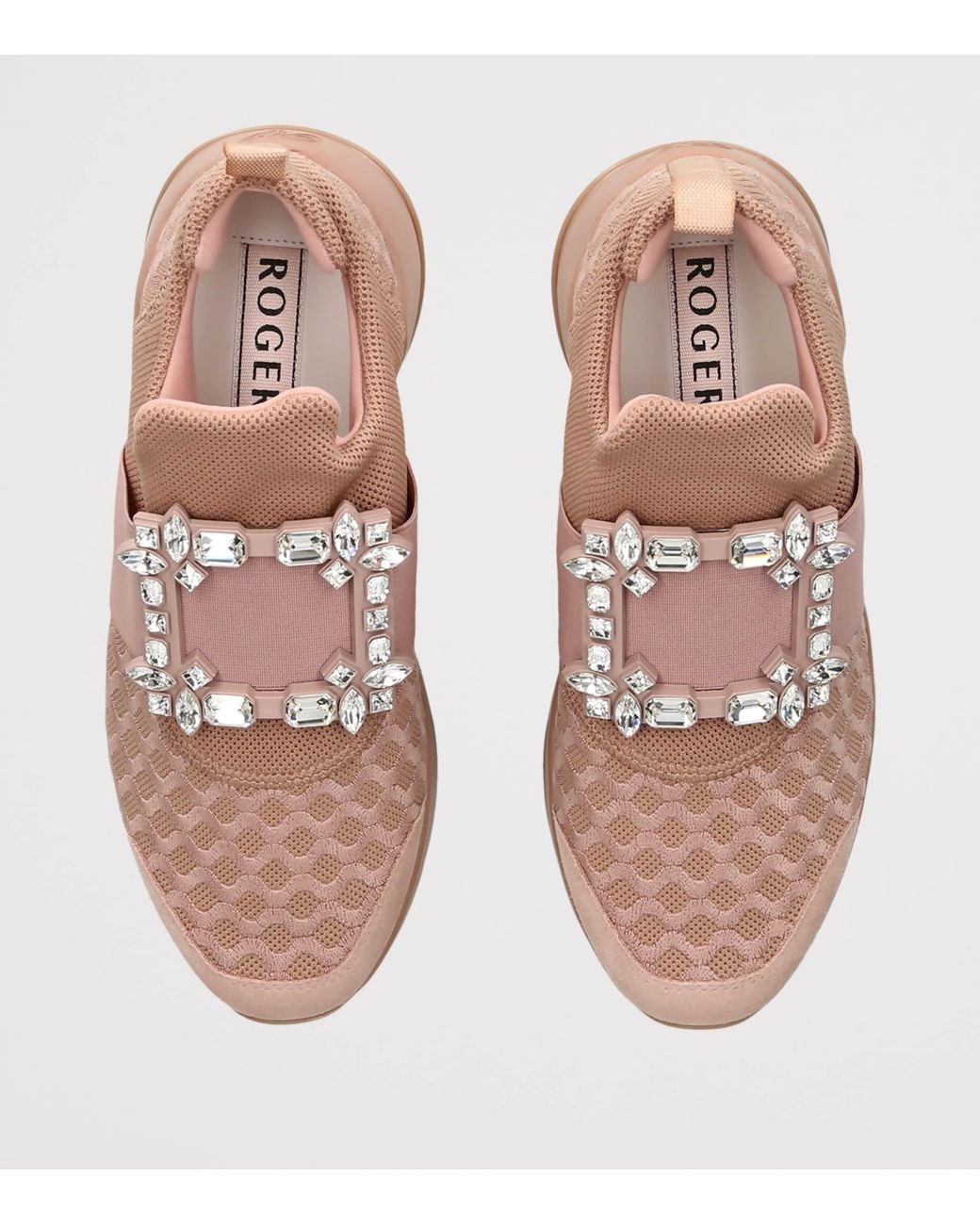 Roger Vivier Pink Viv' Run Strass Buckle Sneakers