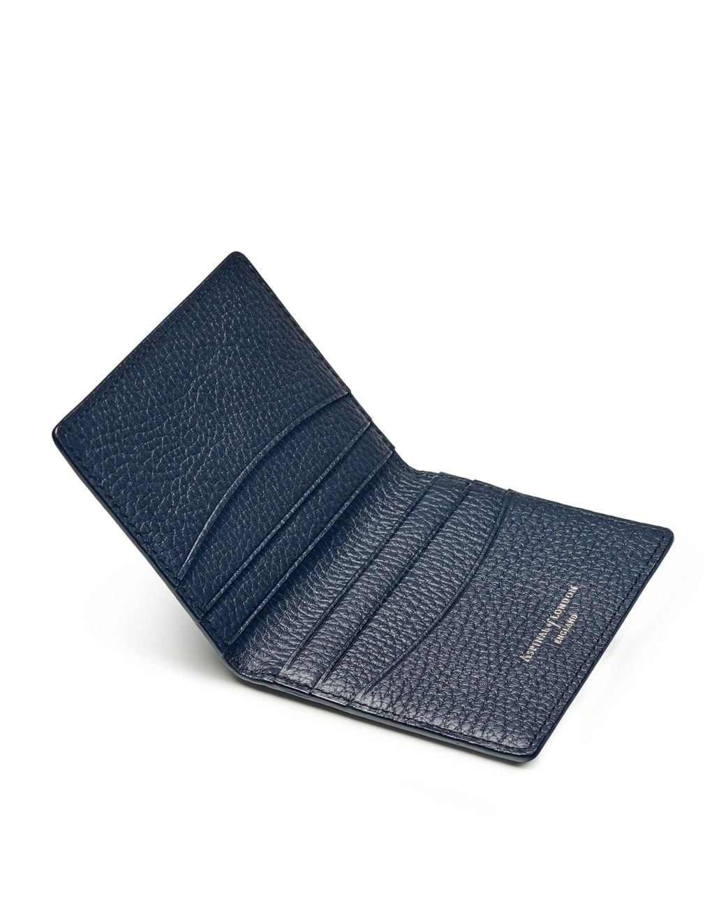 Aspinal Blue Leather Folded Card Holder for men