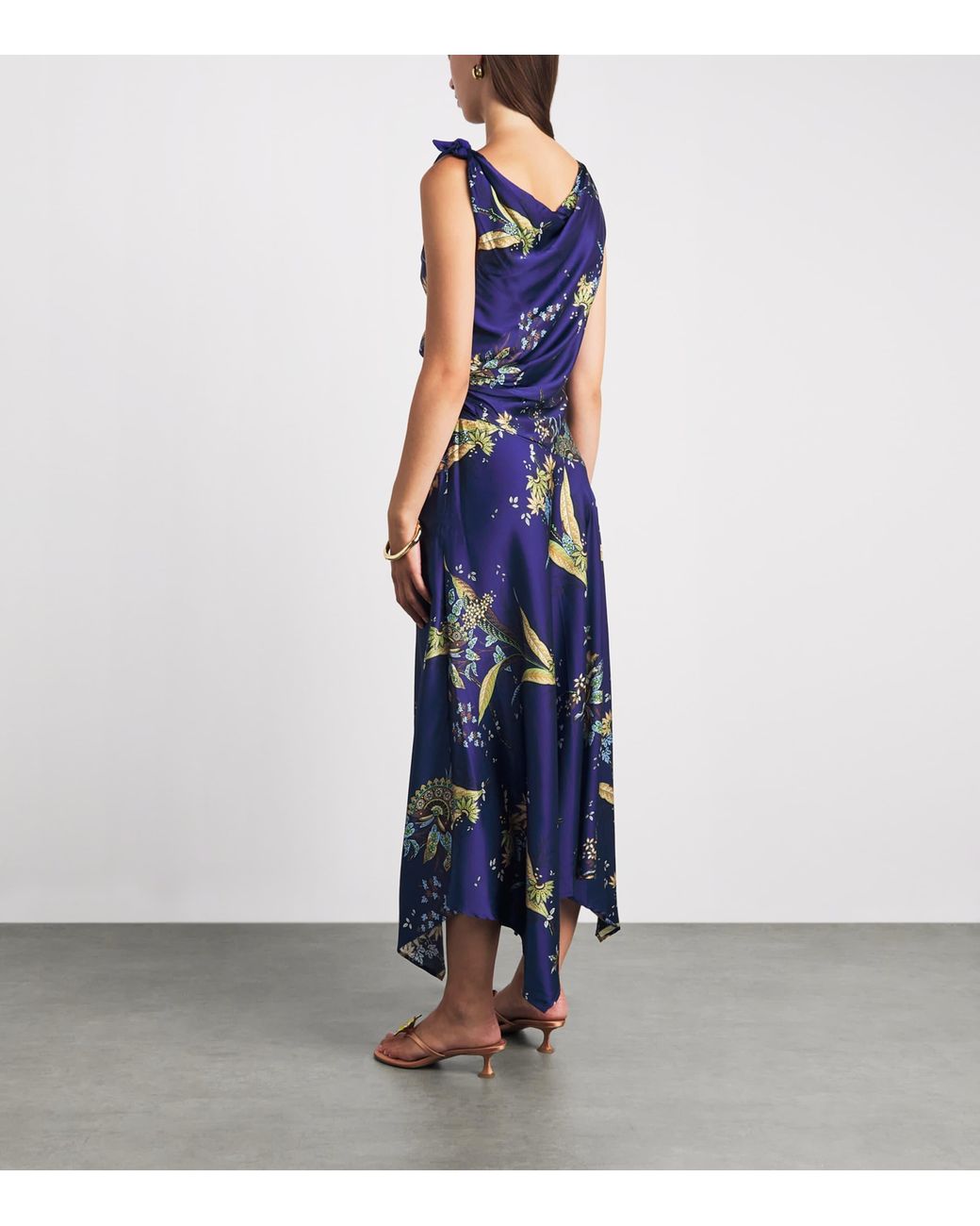 Staud Blue Silk Portia Midi Dress