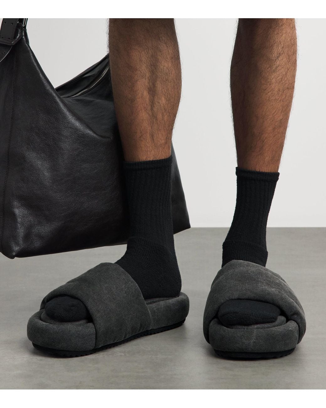 Rick Owens Black Canvas Chancla Slides for men