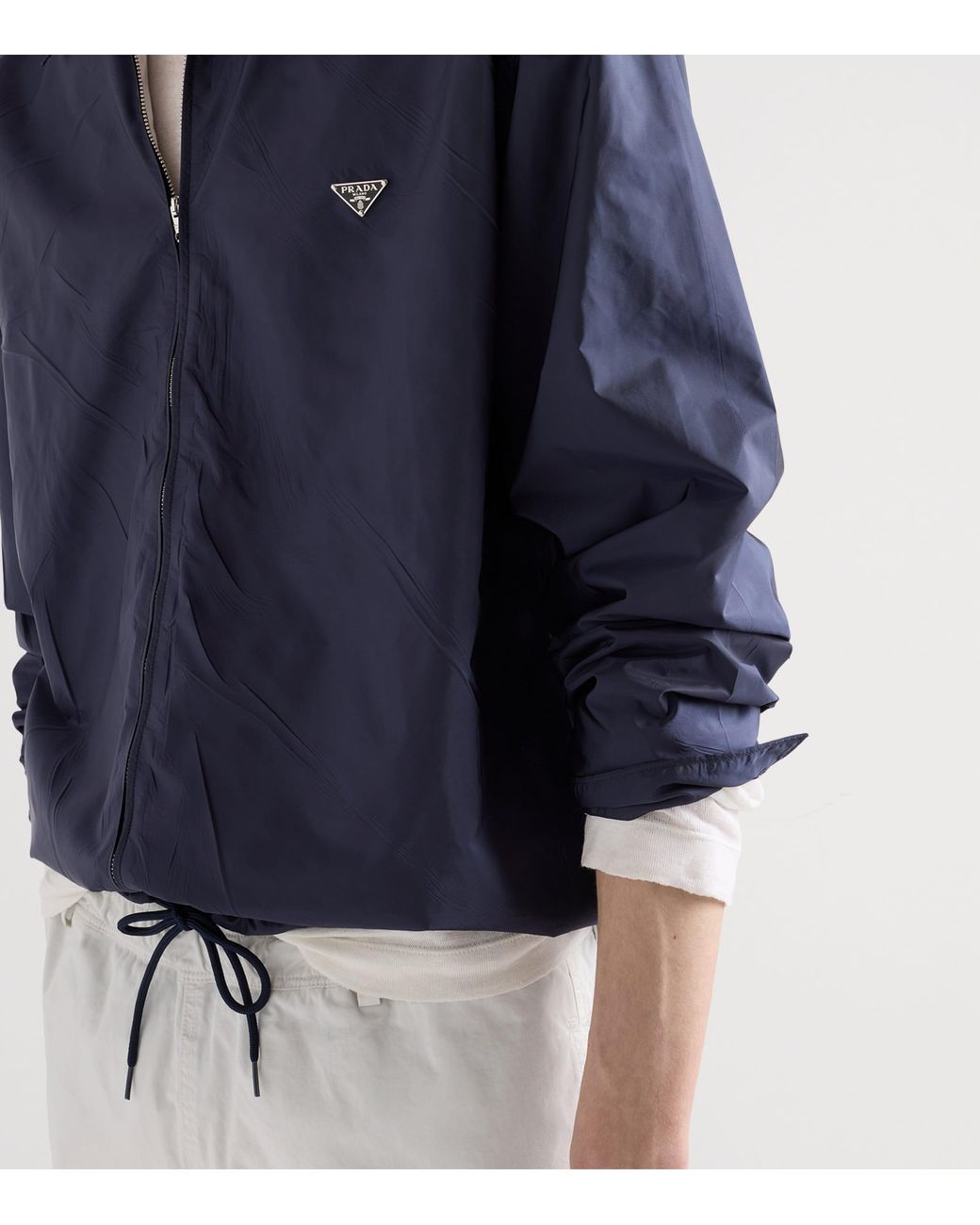 Prada Blue Re-Nylon Zip-Up Shirt for men