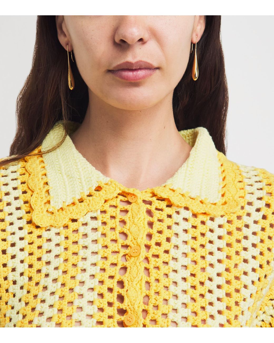 Jonathan Simkhai Yellow Crochet Stripe Stanton Shirt