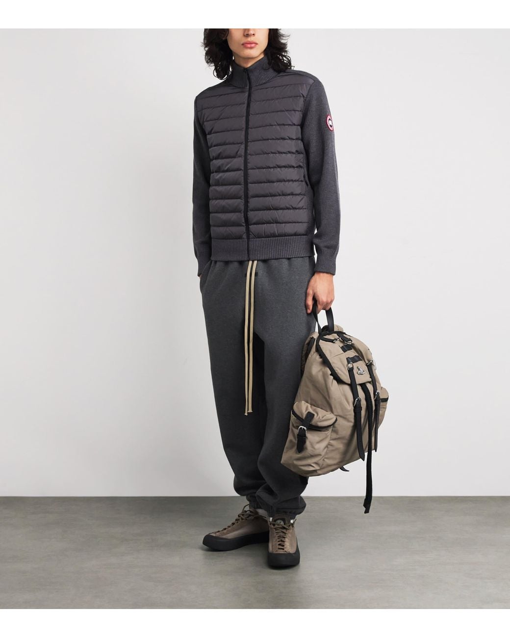 Canada Goose Gray Down-Merino Wool Hybridge Puffer Jacket for men