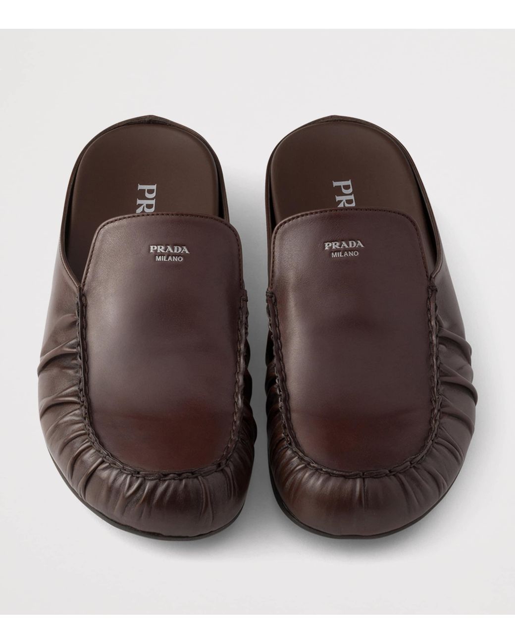 Prada Brown Leather Mules for men