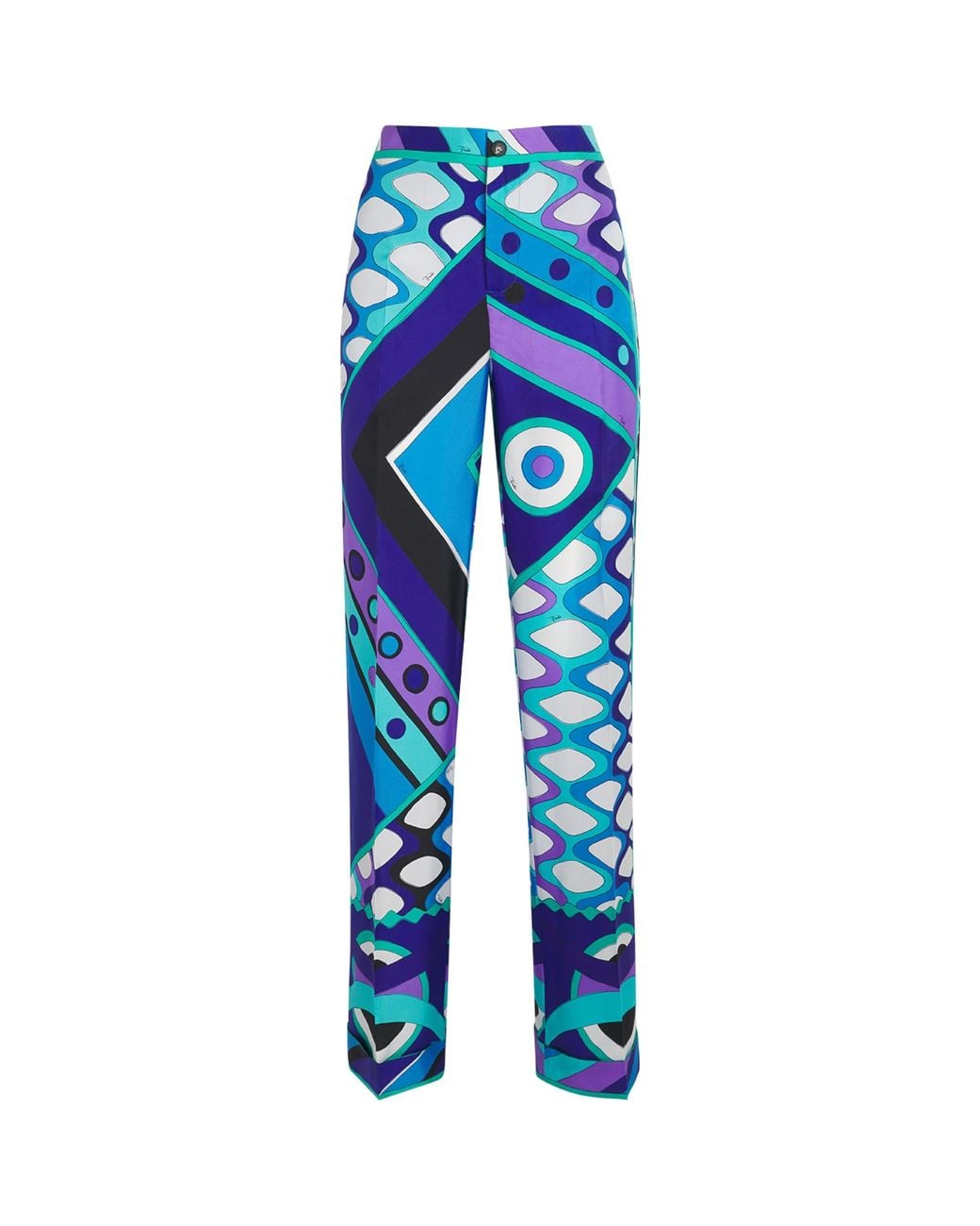 Emilio Pucci Blue Silk Vivara Wide-Leg Trousers