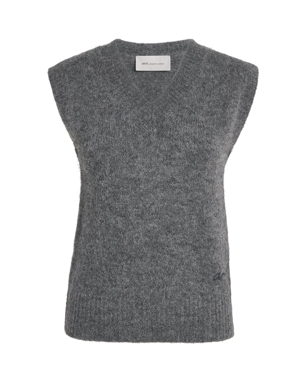 AMI Gray Wool Sleeveless Sweater