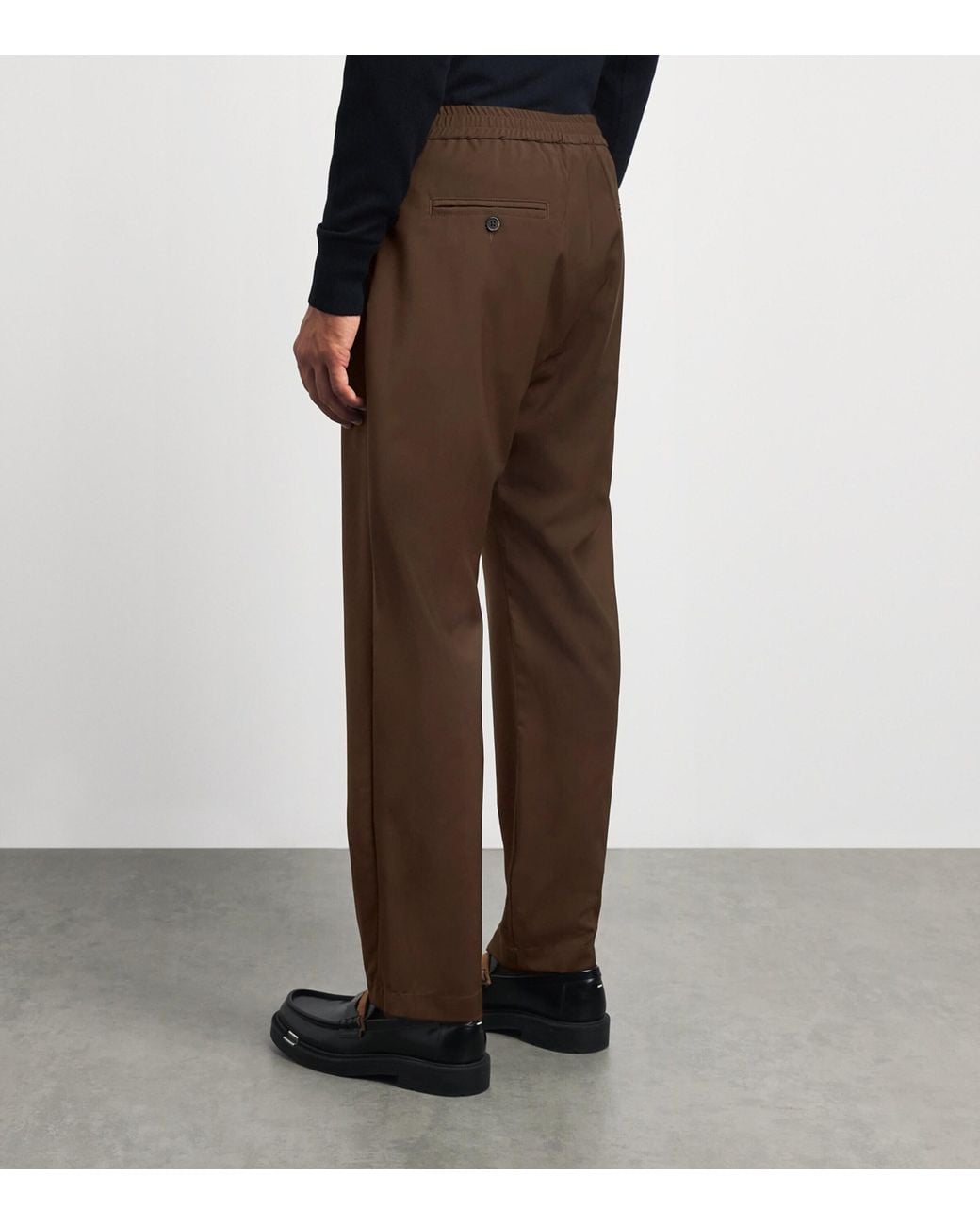 Barena Brown Virgin Wool Elasticated Trousers for men