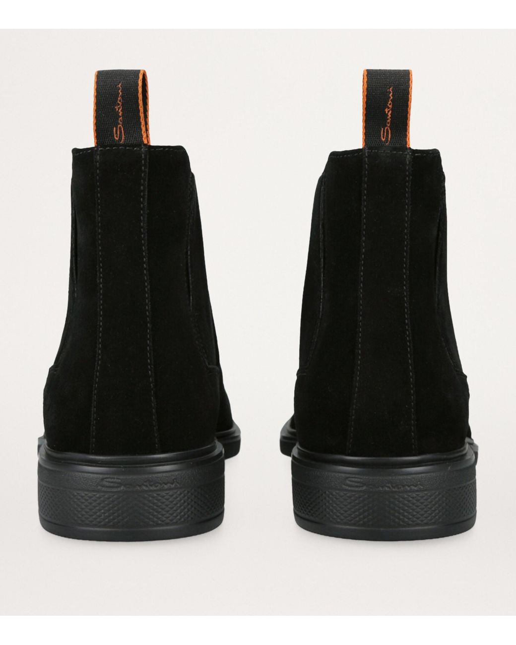 Santoni Black Suede Chelsea Boots for men
