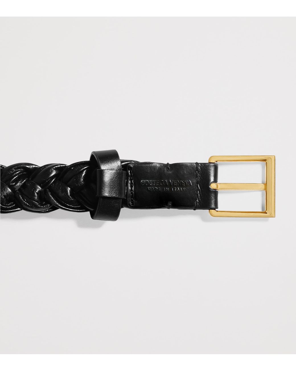 Bottega Veneta Black Leather Intreccio Solo Belt