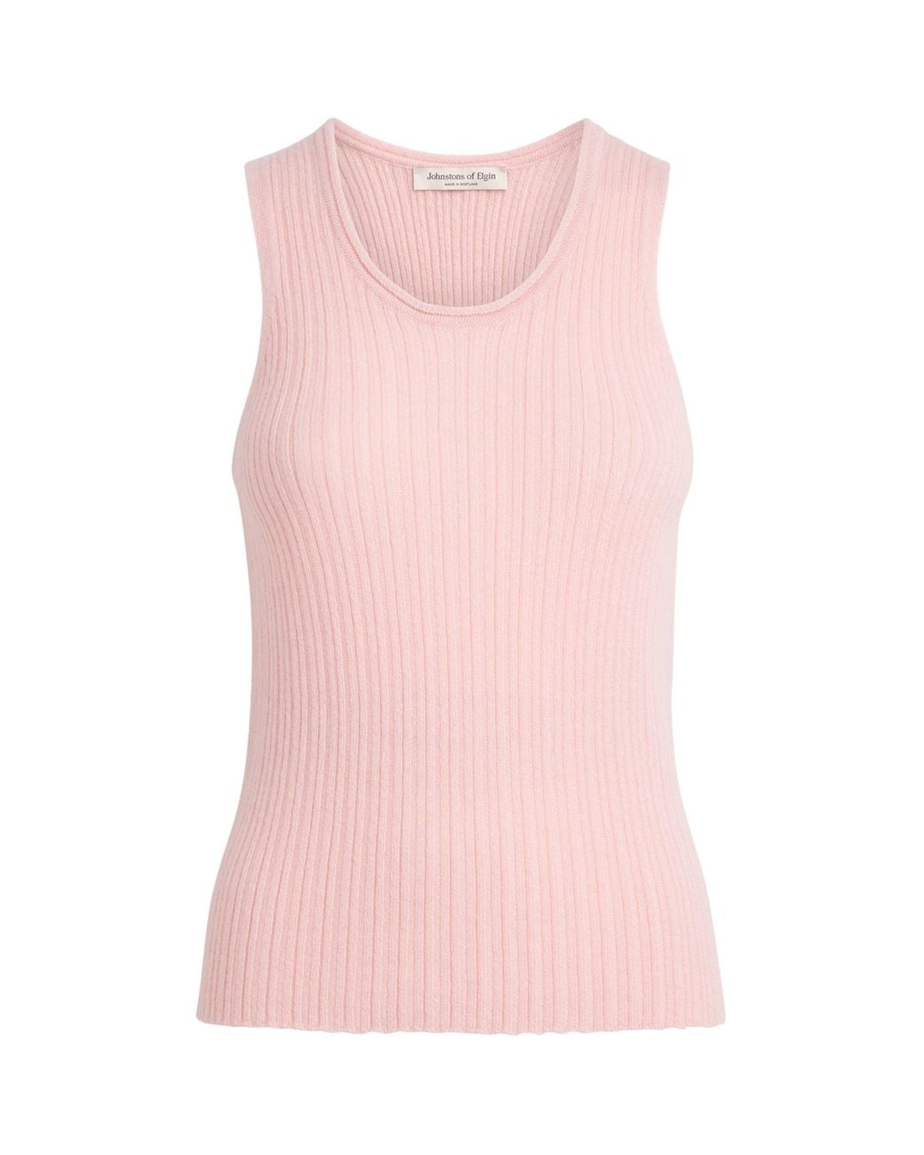 Johnstons Pink Cashmere Ribbed Tank Top
