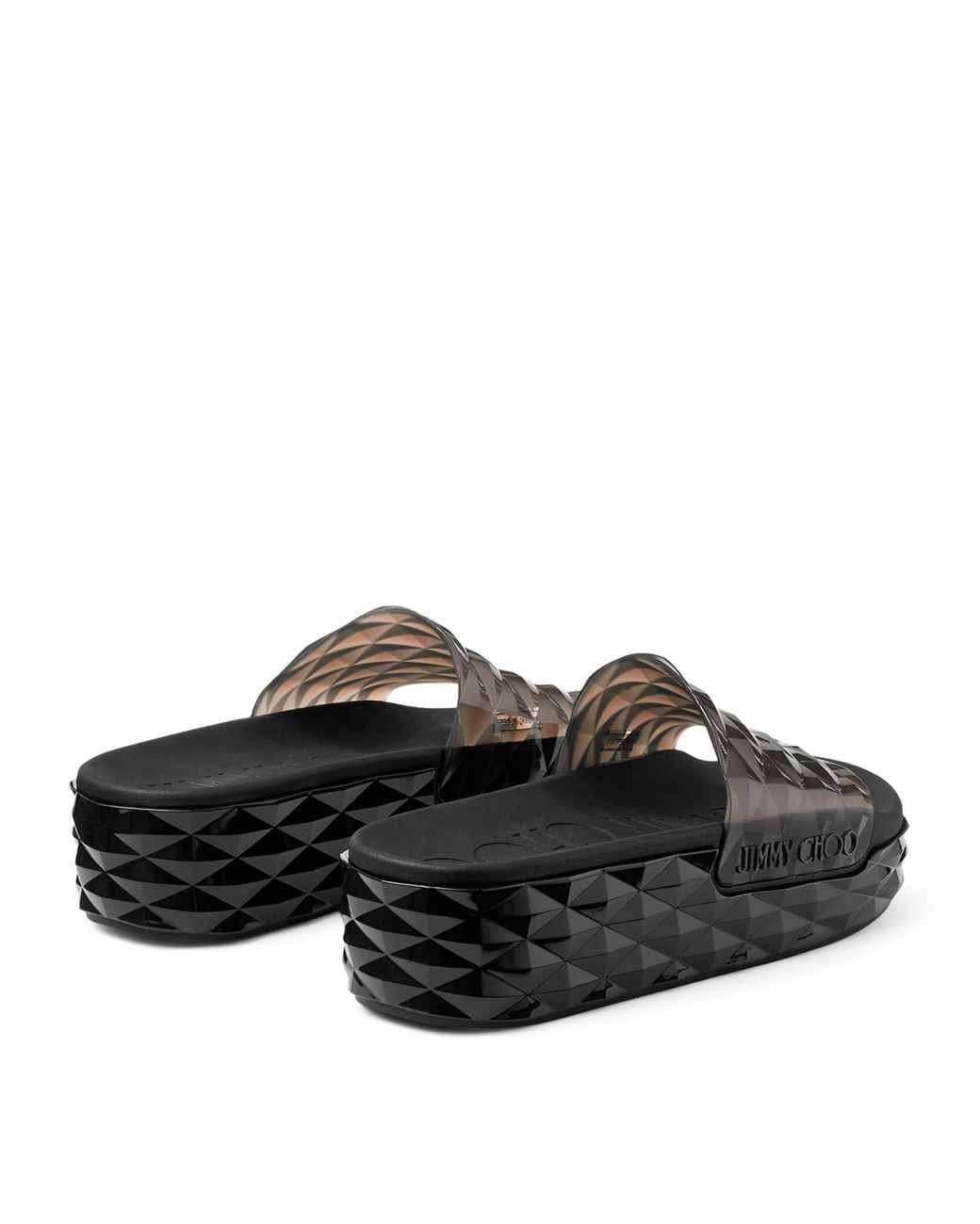 サンダル・ミュール JIMMY CHOO DIAMOND SLIDE SANDALS Jimmy Choo Diamond Slides in Black | Lyst