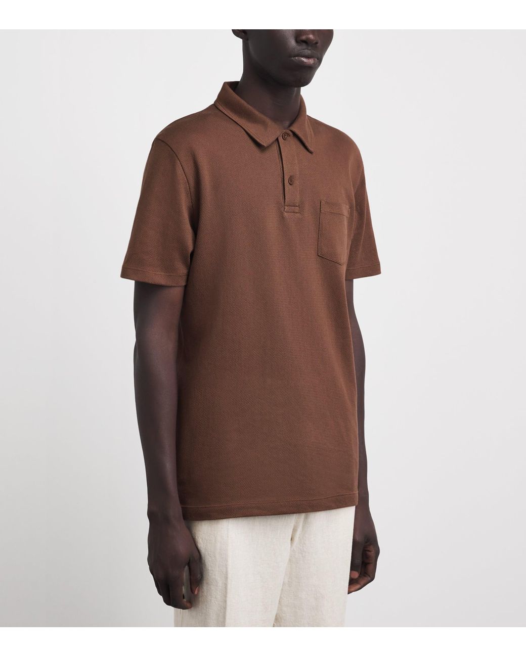 Sunspel Brown Supima Cotton Riviera Polo Shirt for men