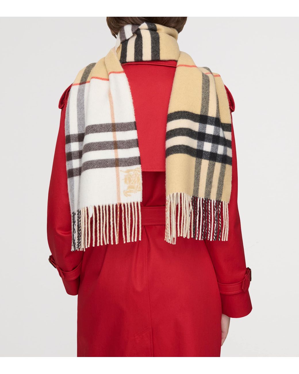 Burberry Natural Cashmere Contrast Check Scarf