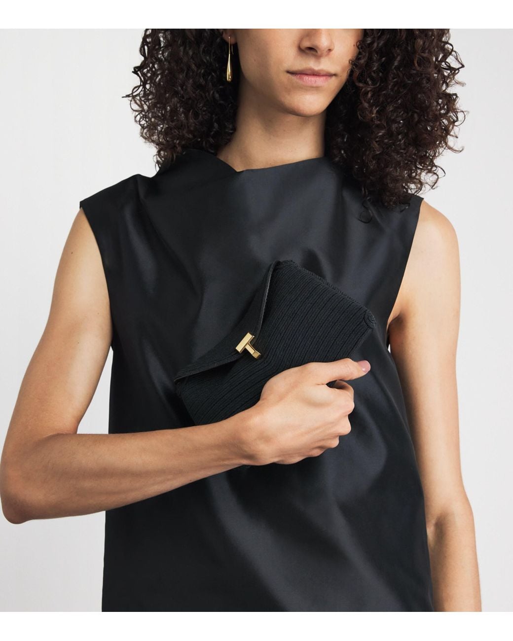 Totême Black Mini Woven Clutch Bag