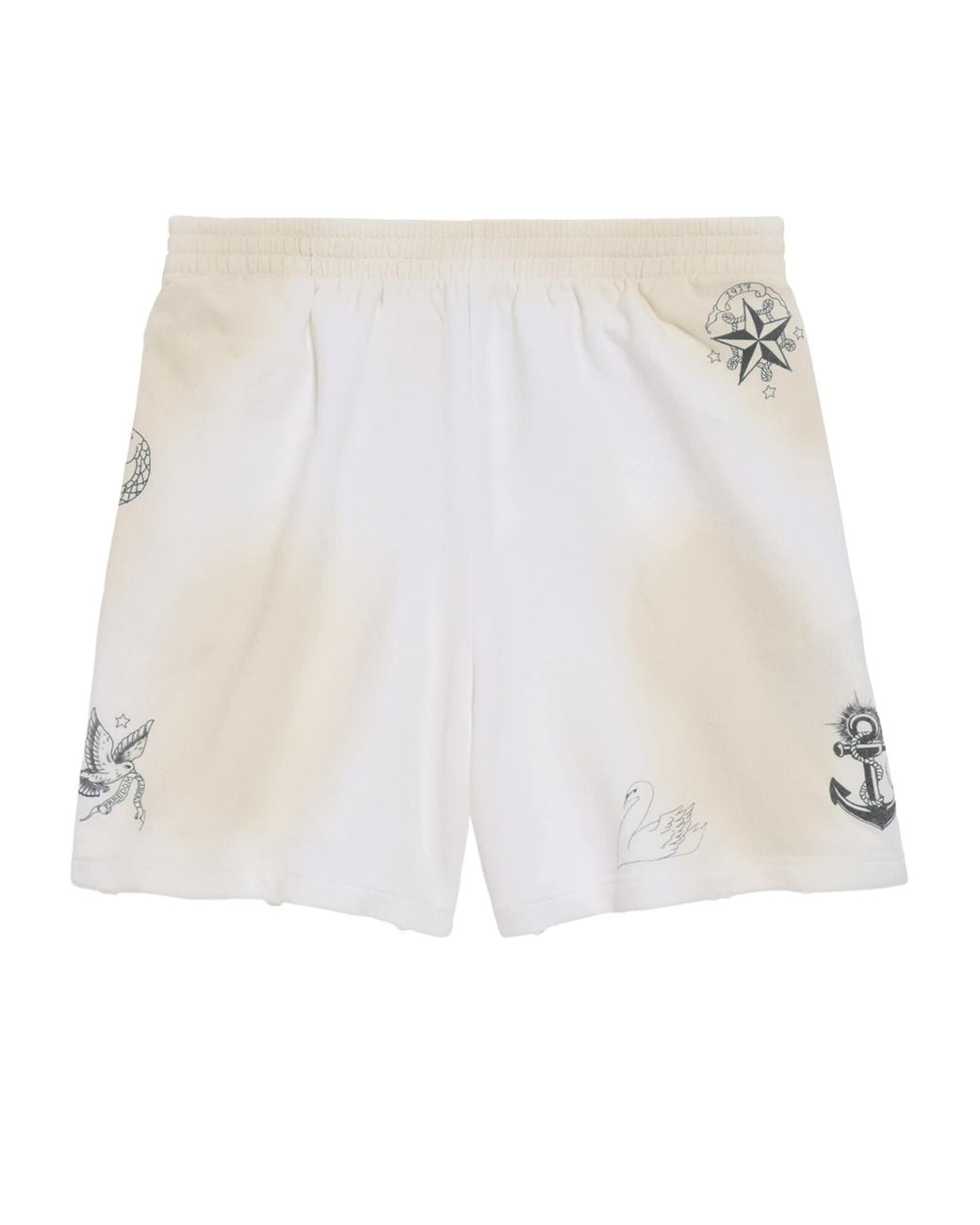 Balenciaga White Cotton Graphic Print Sweatshorts for men
