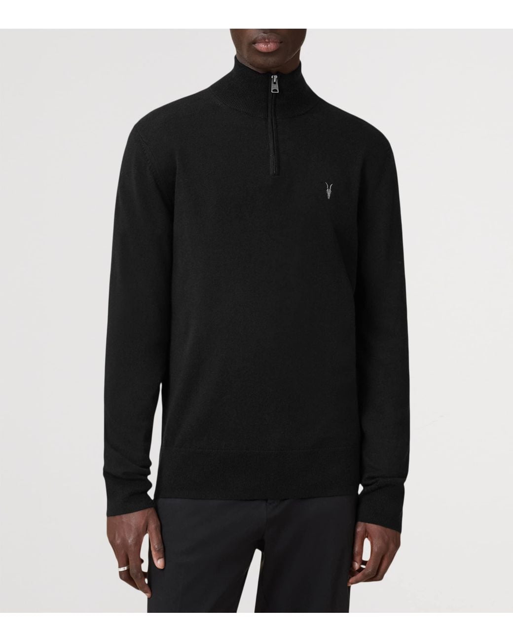 AllSaints Black Kilburn Quarter-Zip Sweater for men