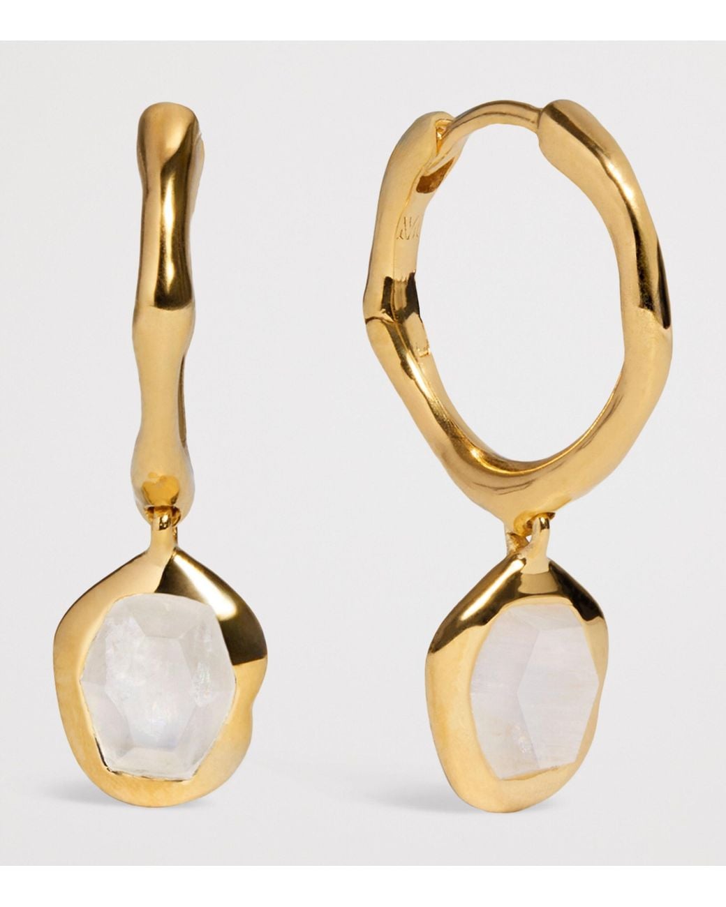 Monica Vinader Metallic Vermeil And Moonstone Odyssey Huggie Earrings