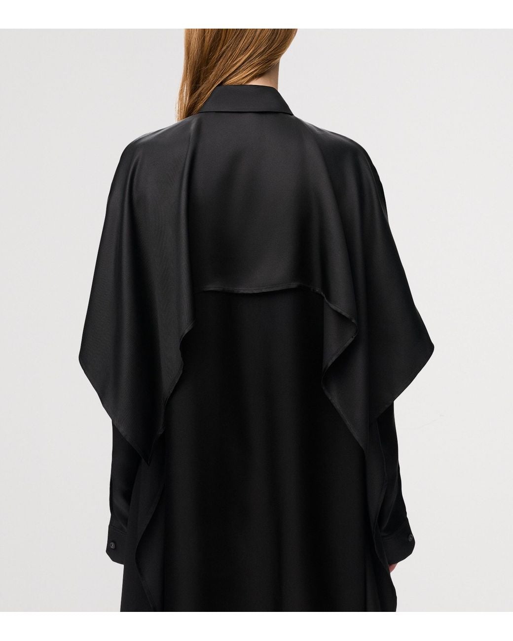 Loewe Black Silk-Blend Draped Shirt Dress