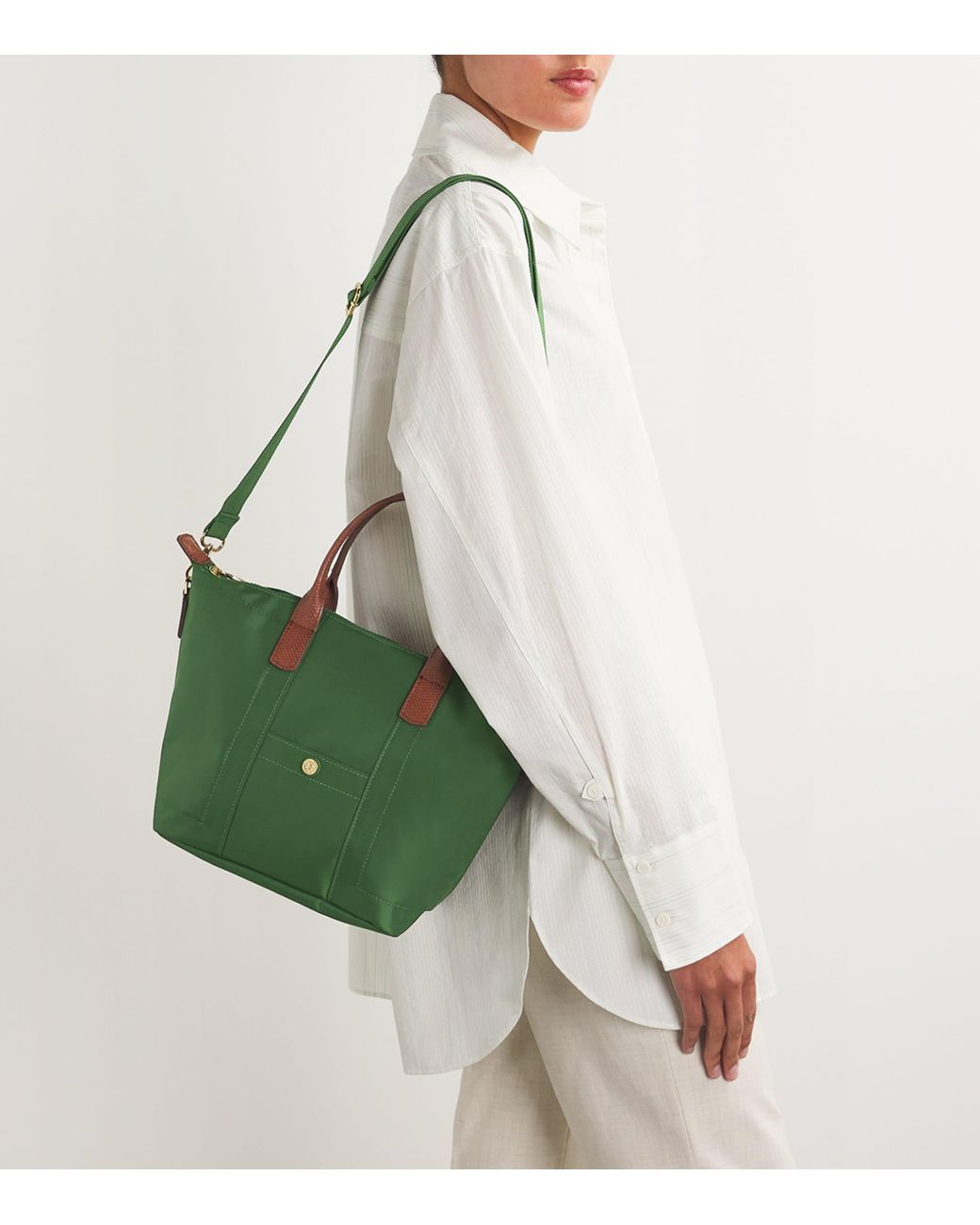 Harrods Green Grab Nylon Tote Bag