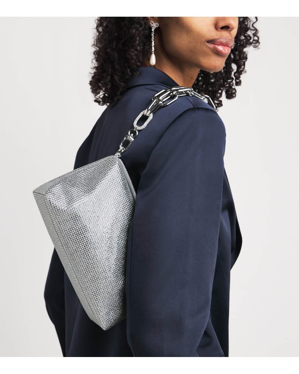 Judith Leiber Gray Crystal Bowie Shoulder Bag