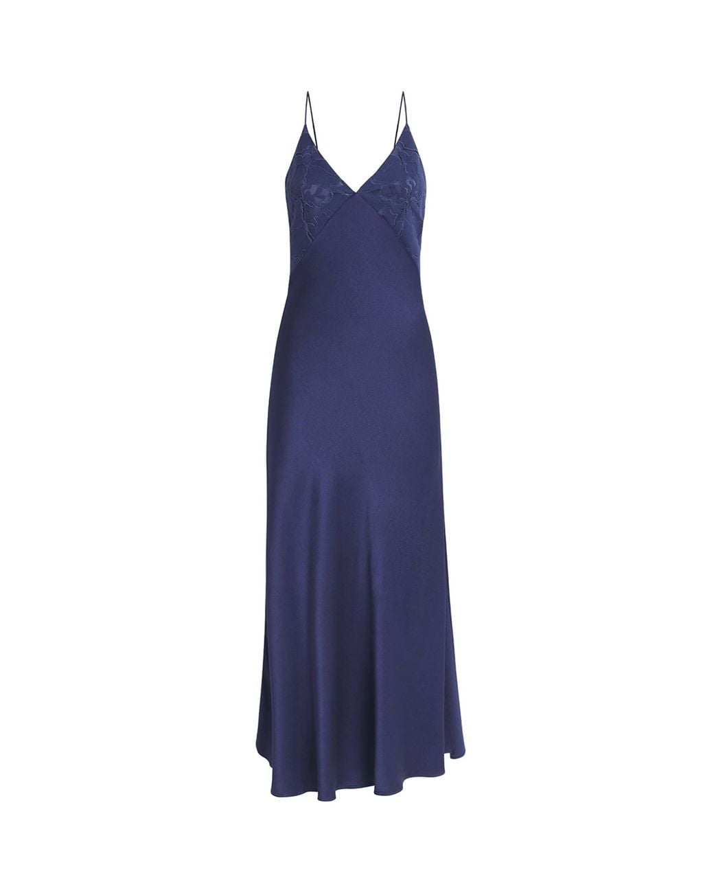 Bocan Blue Satin Lace-Trim Sonya Slip Dress