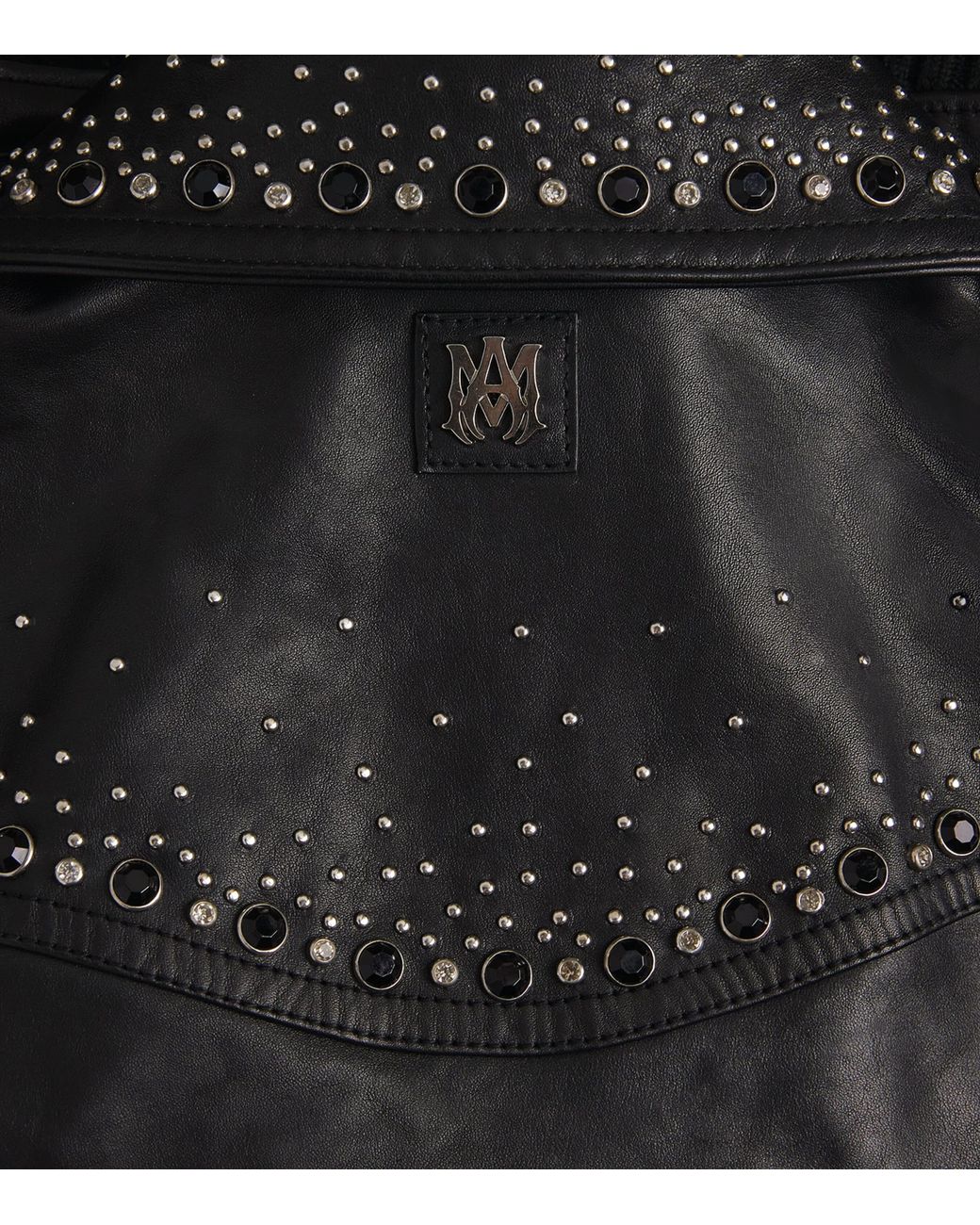 Amiri Black Crystal Western Leather Jacket for men