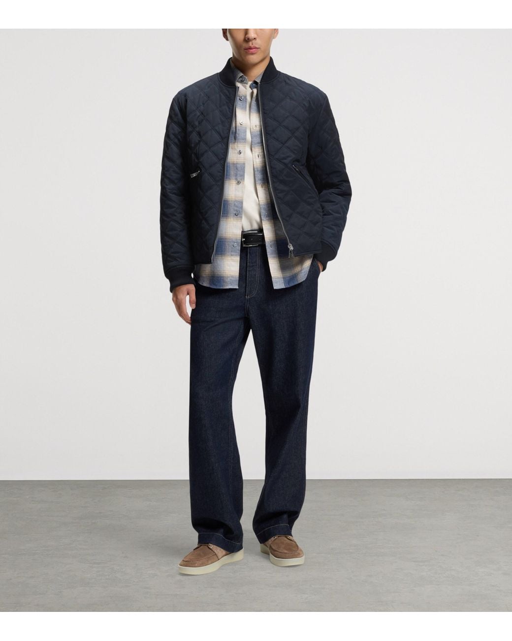 Boss Blue Water-Repellent Quilted Jacket for men