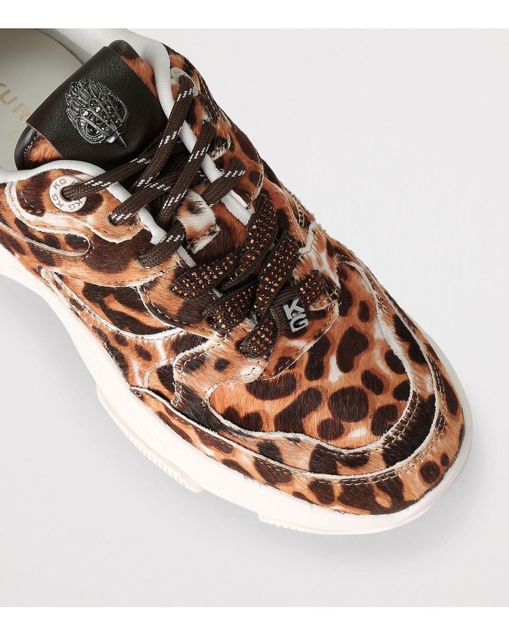Kurt Geiger Brown Calf Hair Leopard Starlight Runner Sneakers