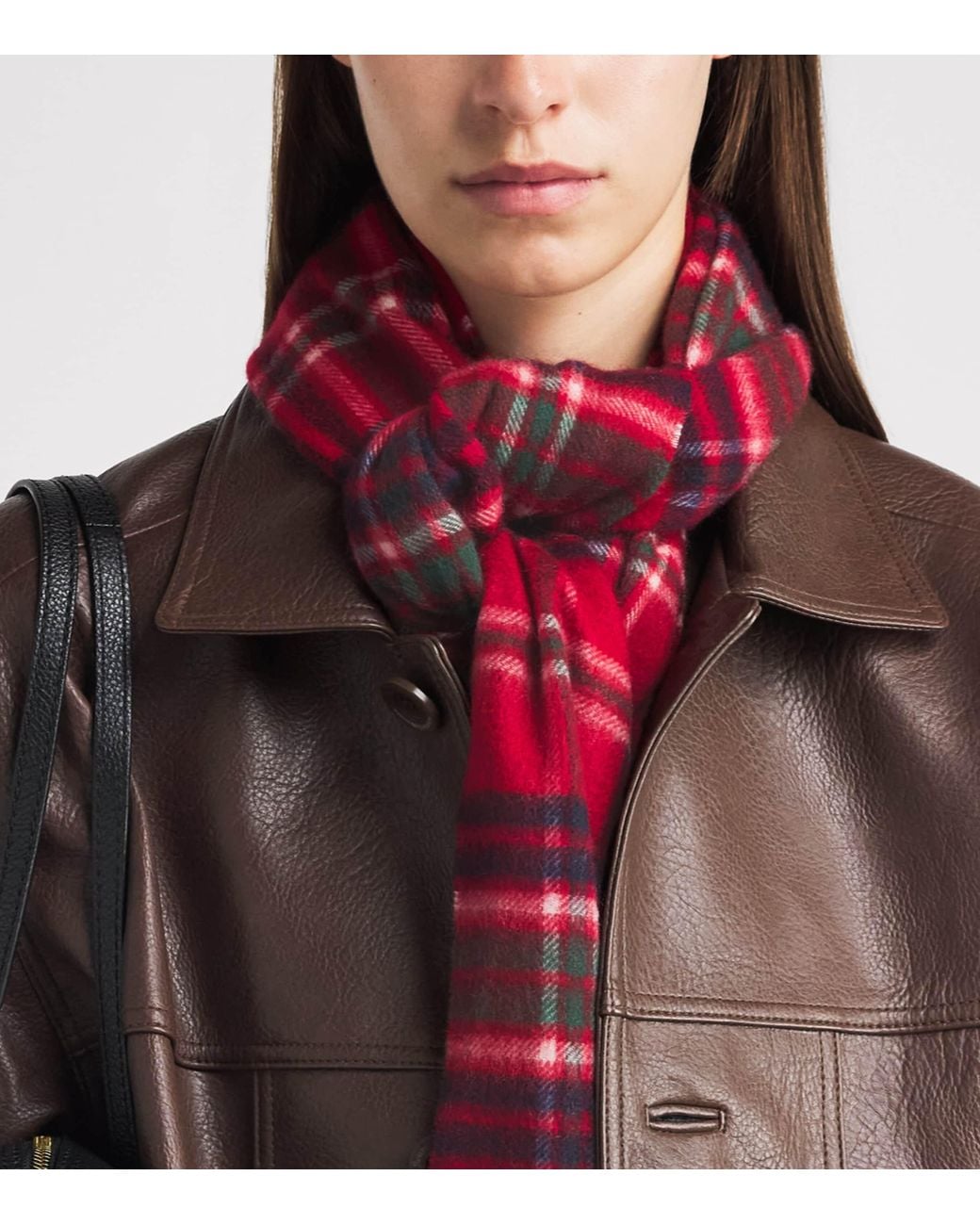 Harrods Red Cashmere Tartan Scarf
