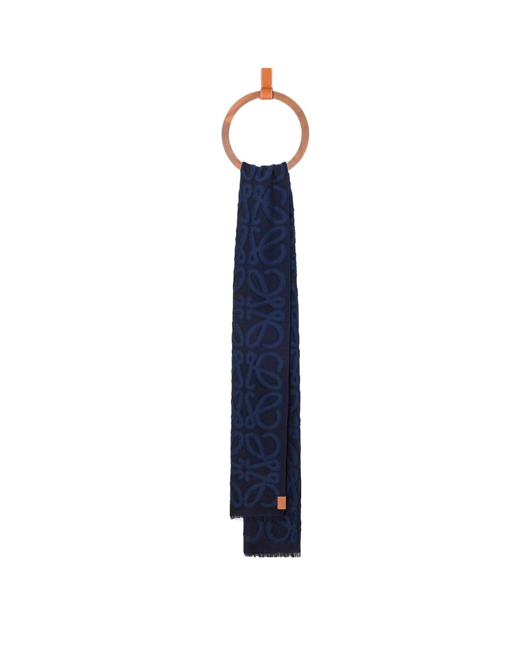 Loewe Blue Cotton-Wool-Silk Anagram Appliqué Scarf