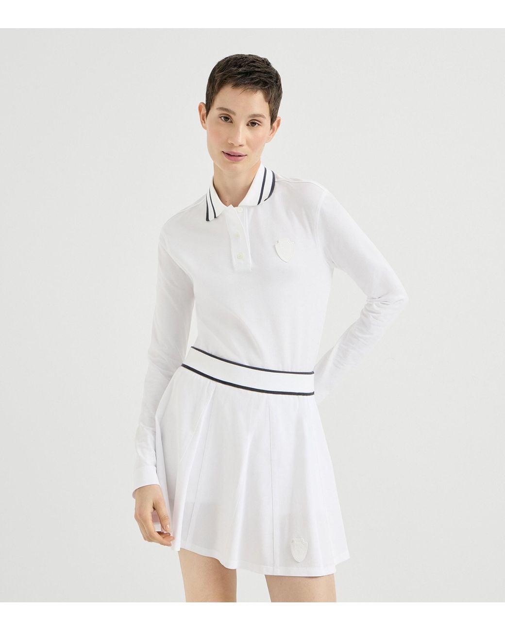 Brunello Cucinelli White Stretch Cotton Piqué Polo Shirt With Logo