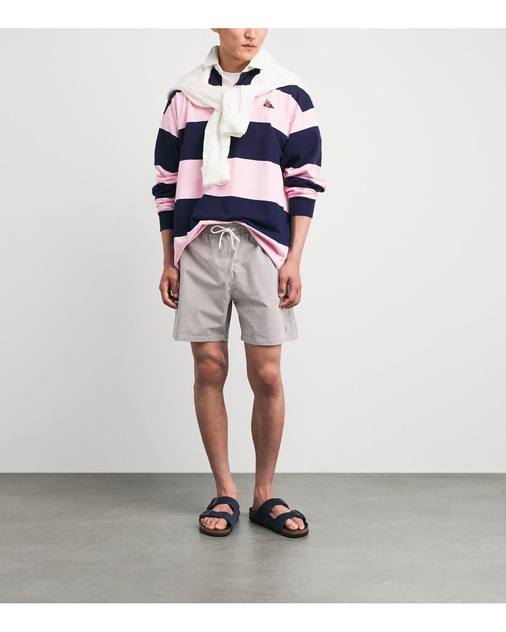 Polo Ralph Lauren Gray Seersucker Traveller Swim Shorts for men