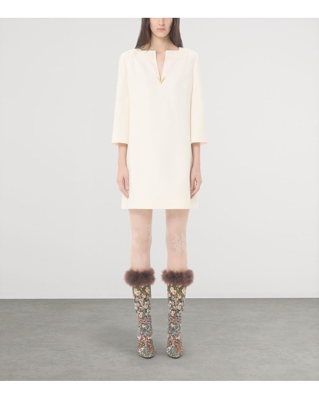 Valentino White Virgin Wool-Silk Mini Dress