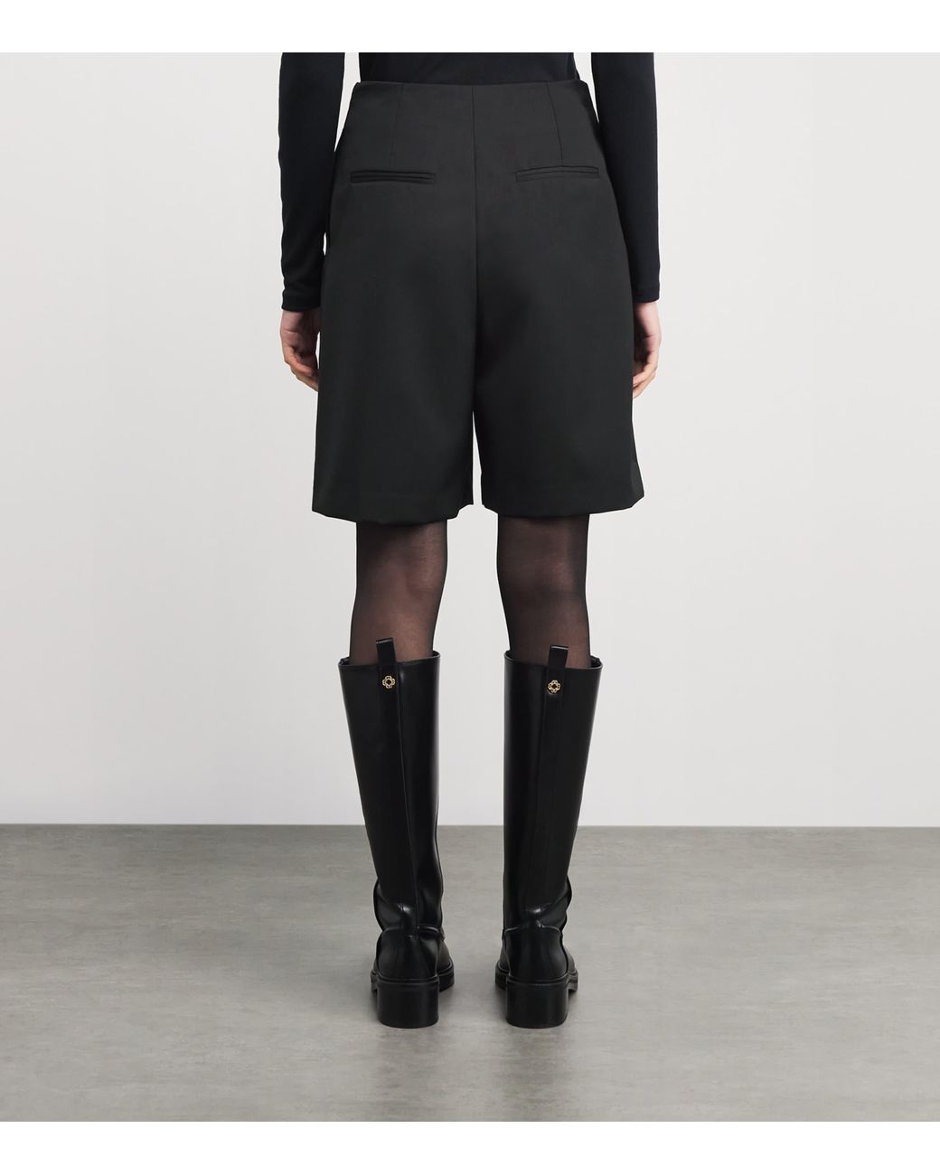 Claudie Pierlot Black Button Pleat Bermuda Shorts
