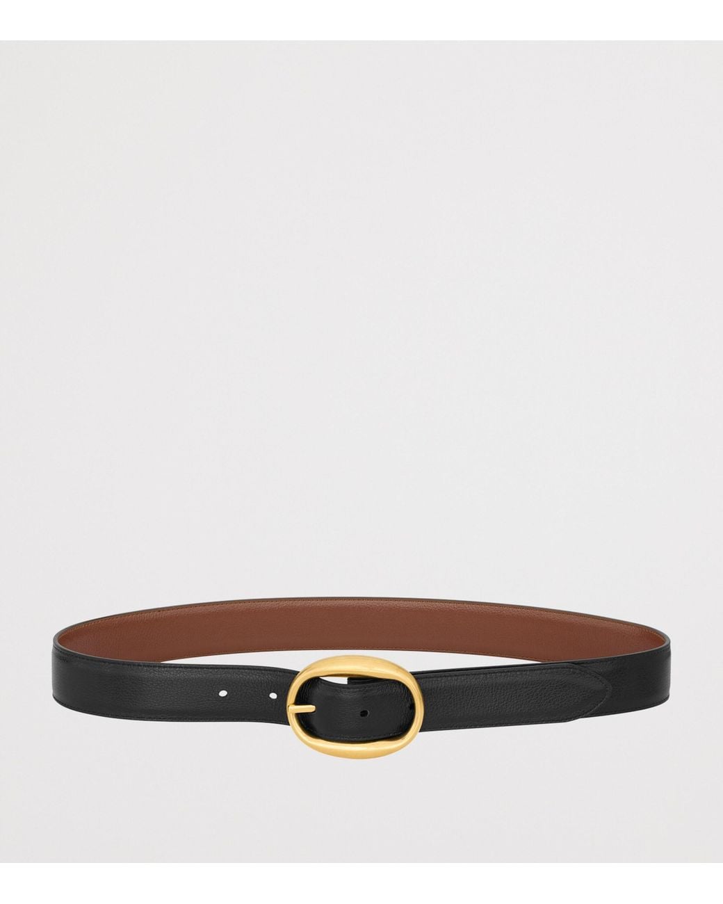 Saint Laurent Black Leather Reversible Oval-Buckle Belt
