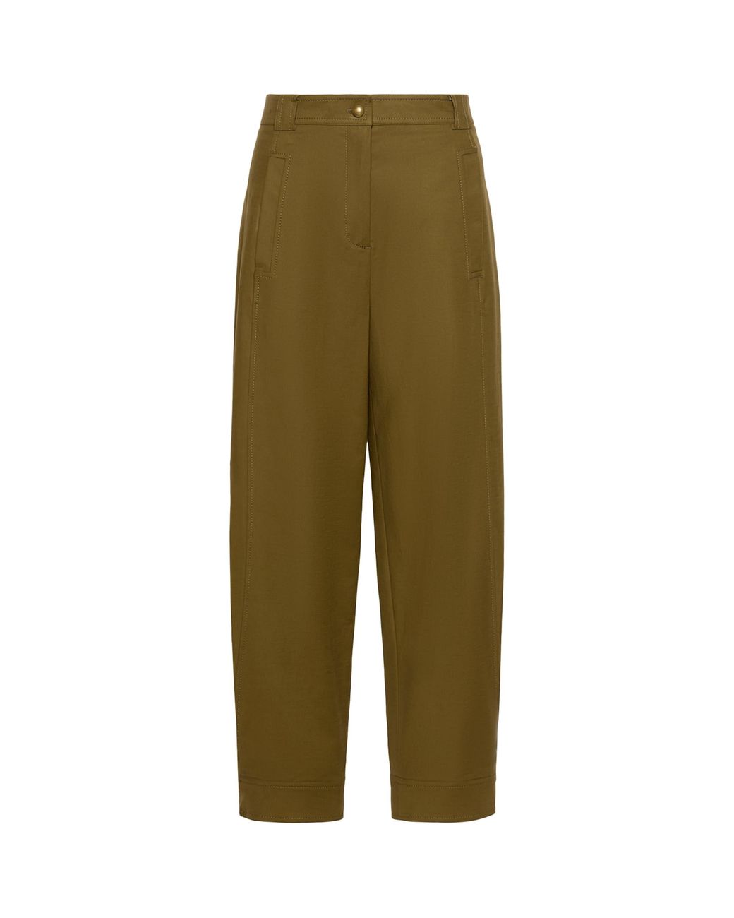 Max Mara Green Stretch-Cotton Barrel Trousers