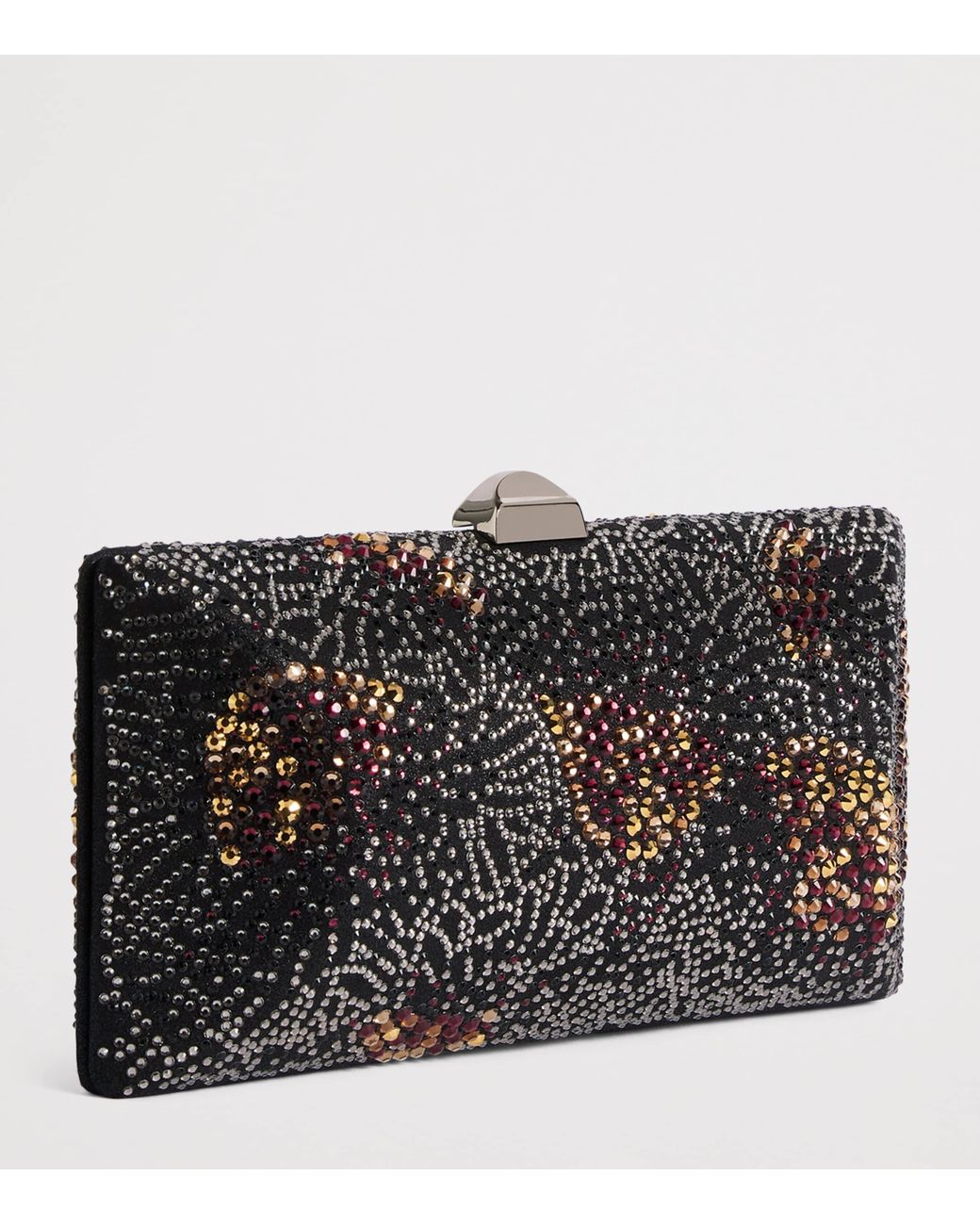 Rodo Black Suede-Effect Embellished Clutch Bag
