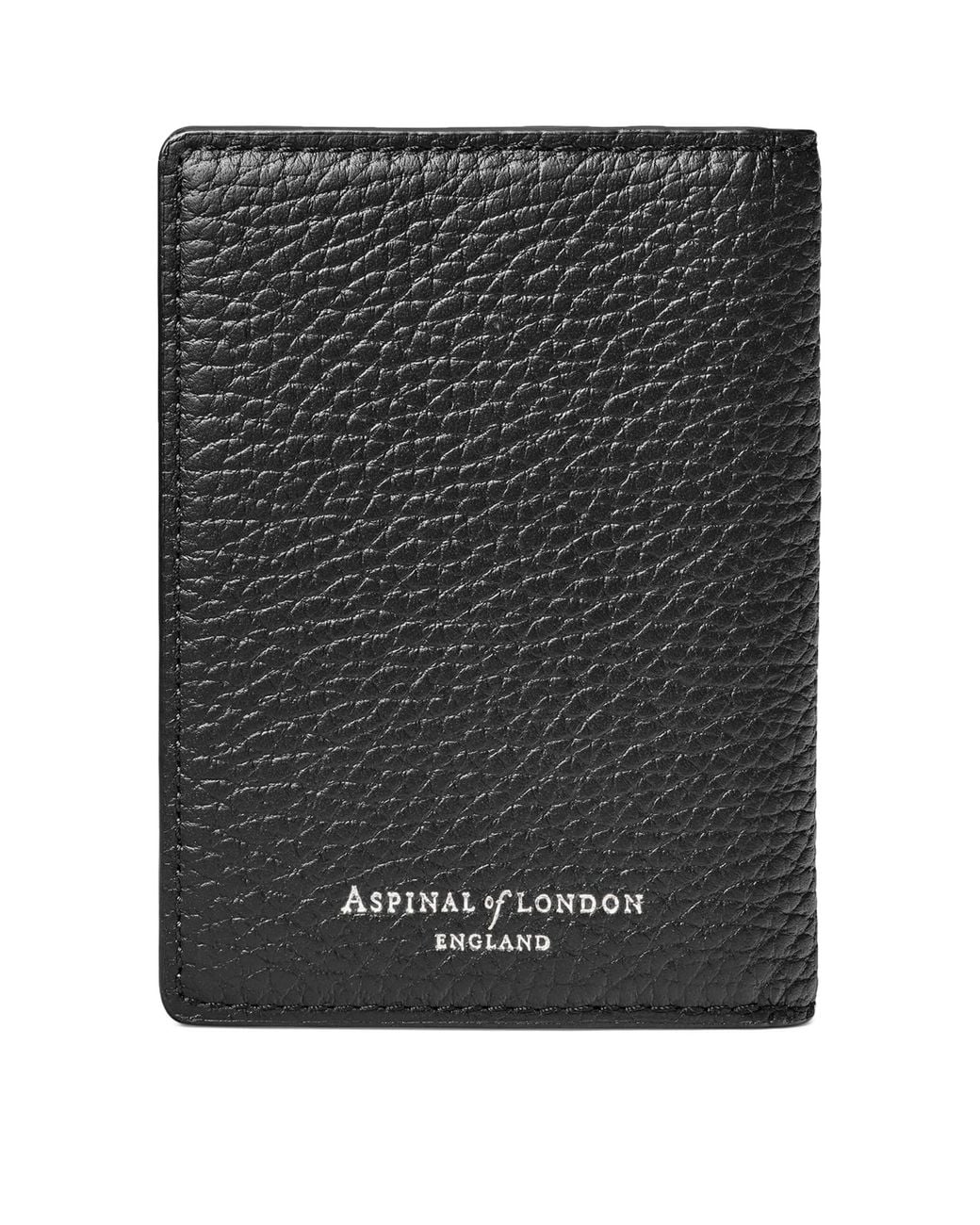 Aspinal Black Leather Folded Card Holder for men
