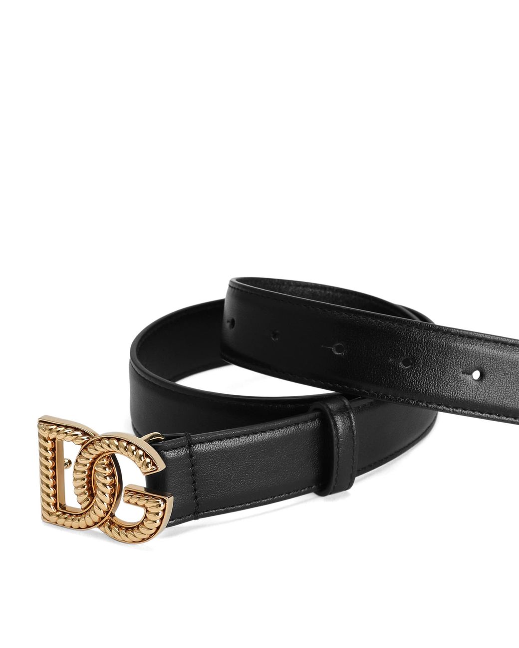 Dolce & Gabbana Black Calfskin Logo Belt