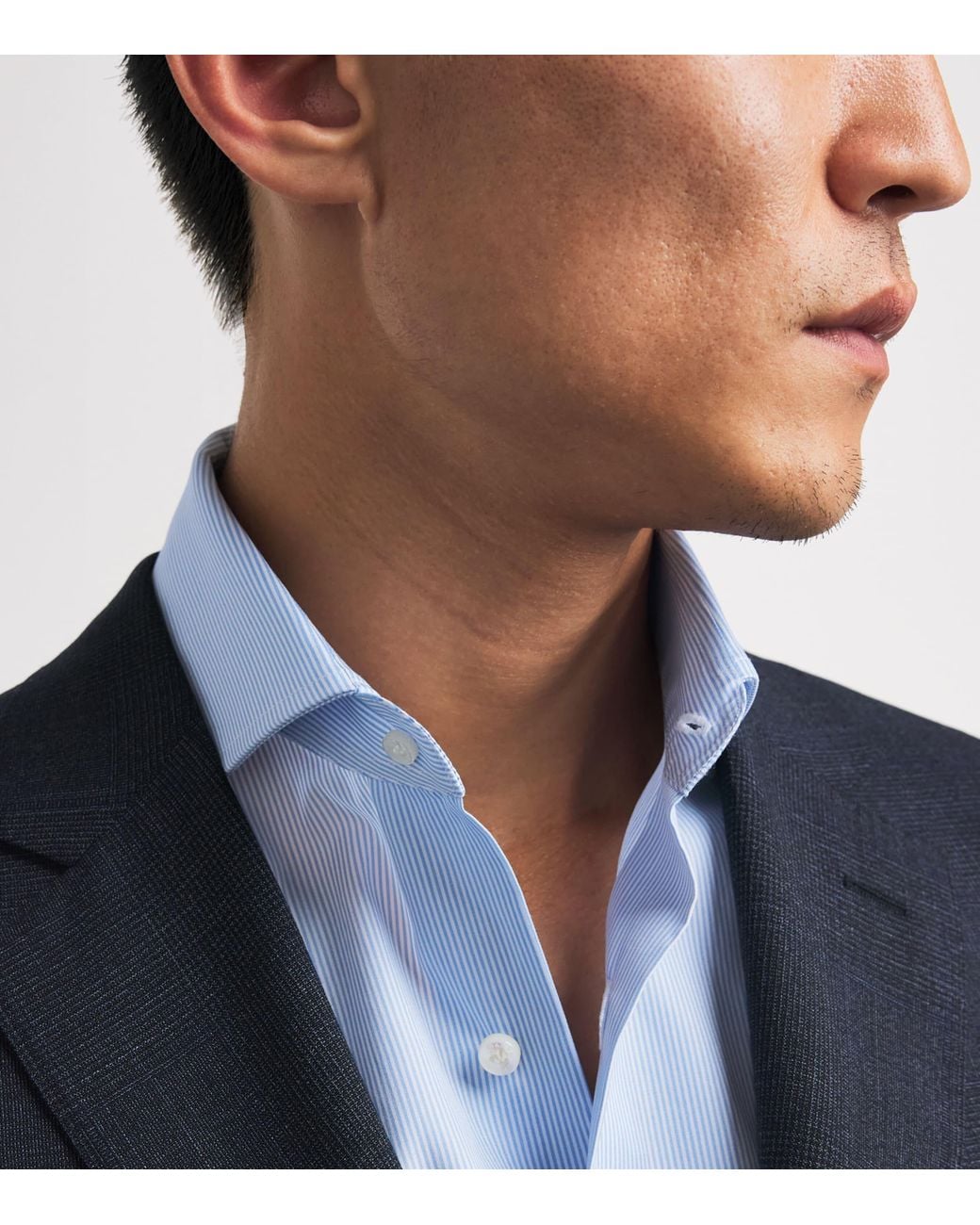 Barba Napoli Blue Cotton Stripe Slim Shirt for men