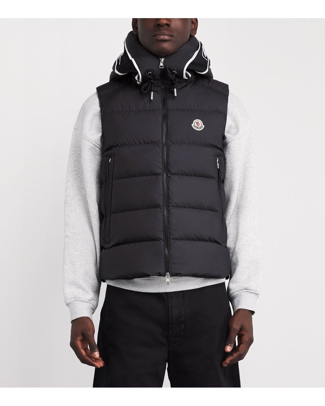 Moncler Black Cardamine Hooded Gilet for men