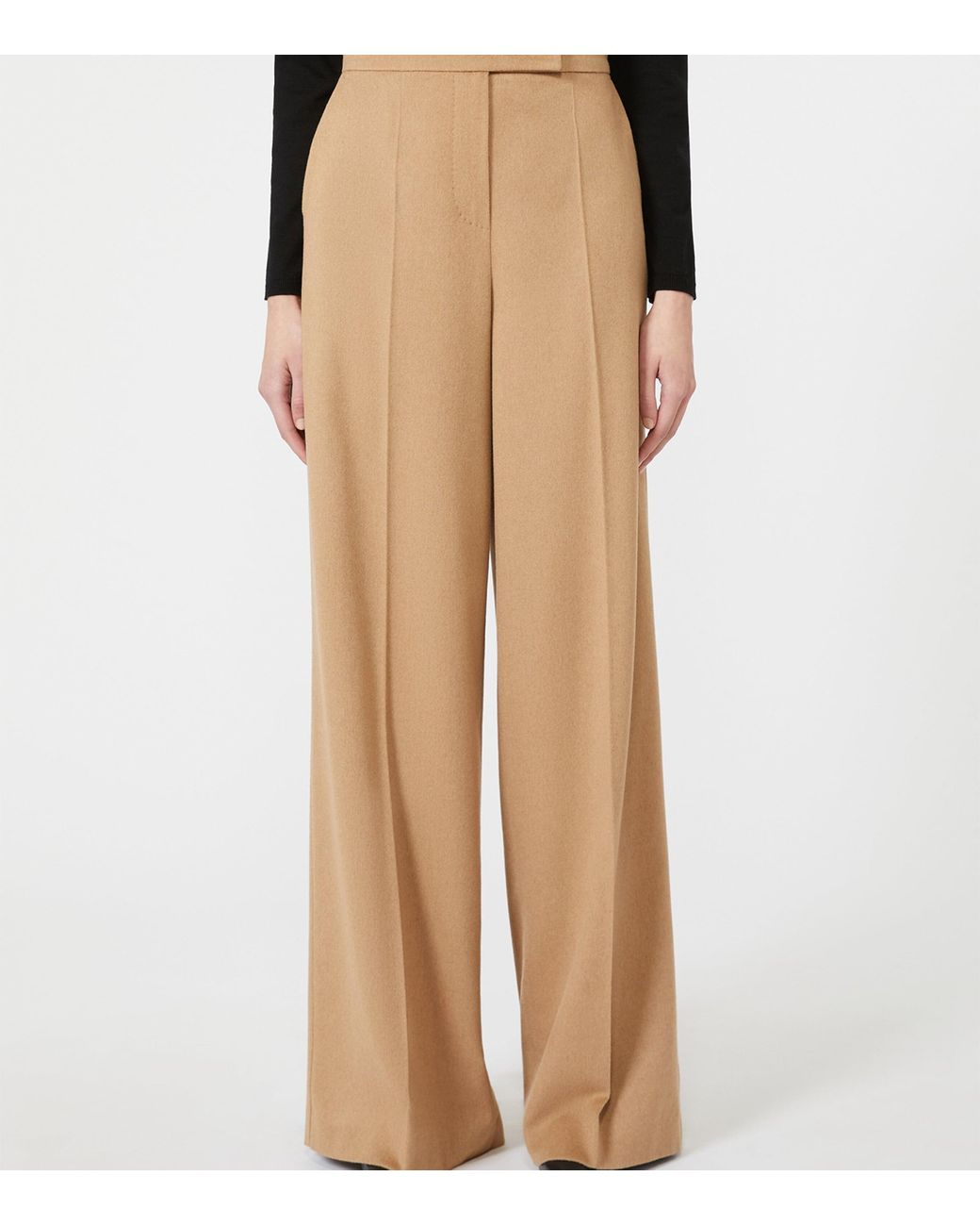 Max Mara Natural Wool Wide-Leg Trousers