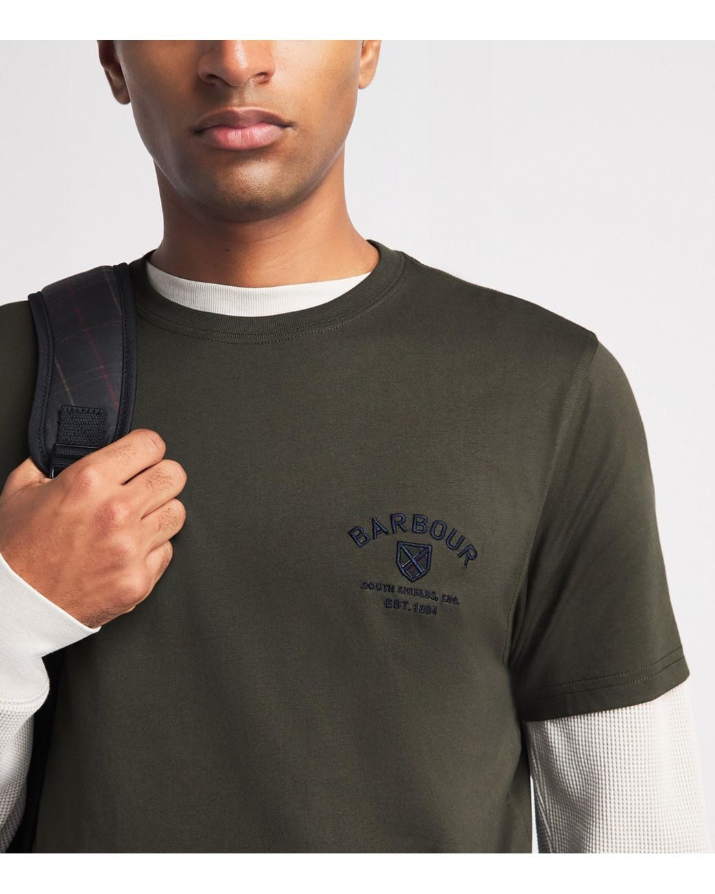 Barbour Green Cotton Embroidered Crest T-Shirt for men