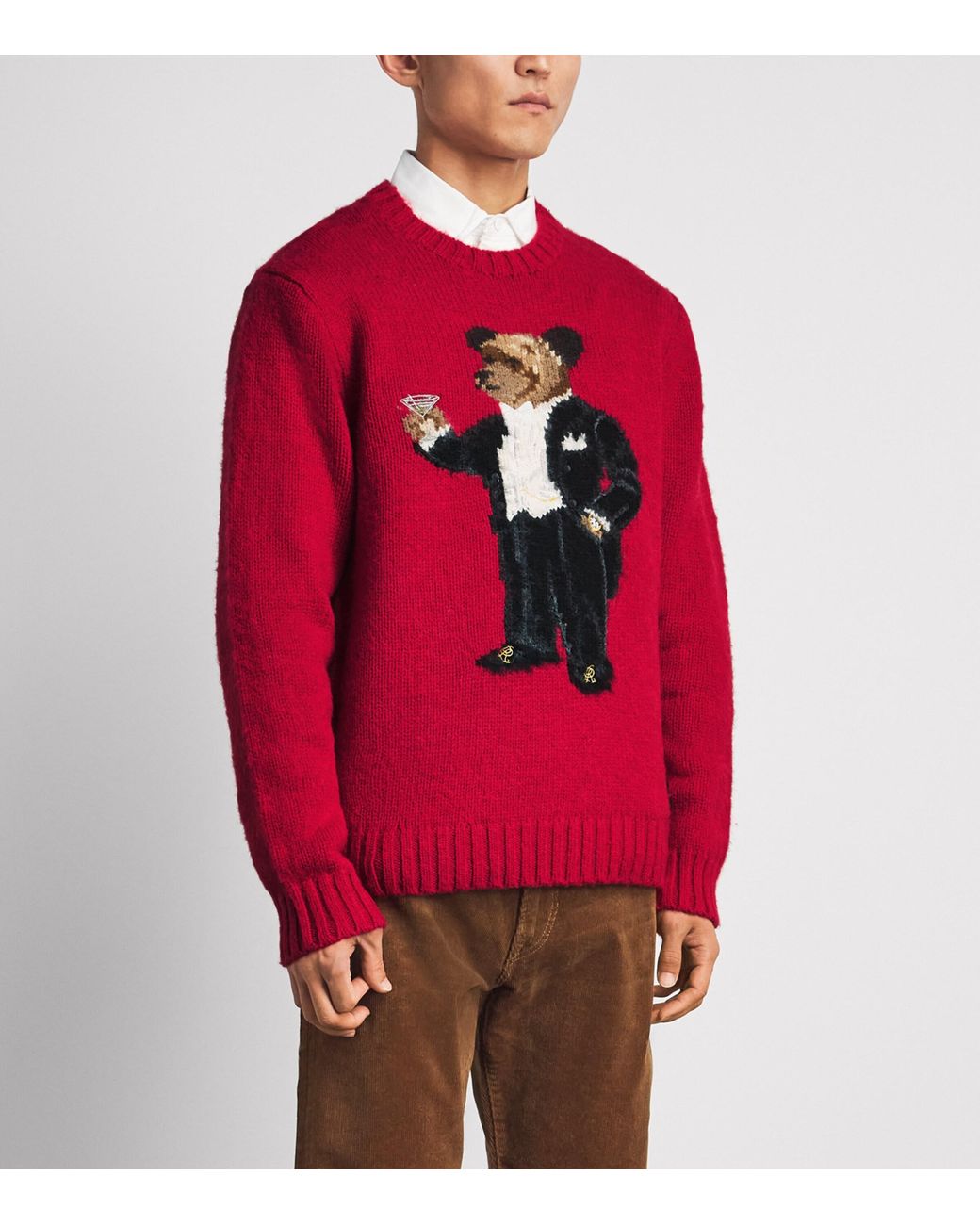 Polo Ralph Lauren Pink Wool Martini Bear Sweater for men
