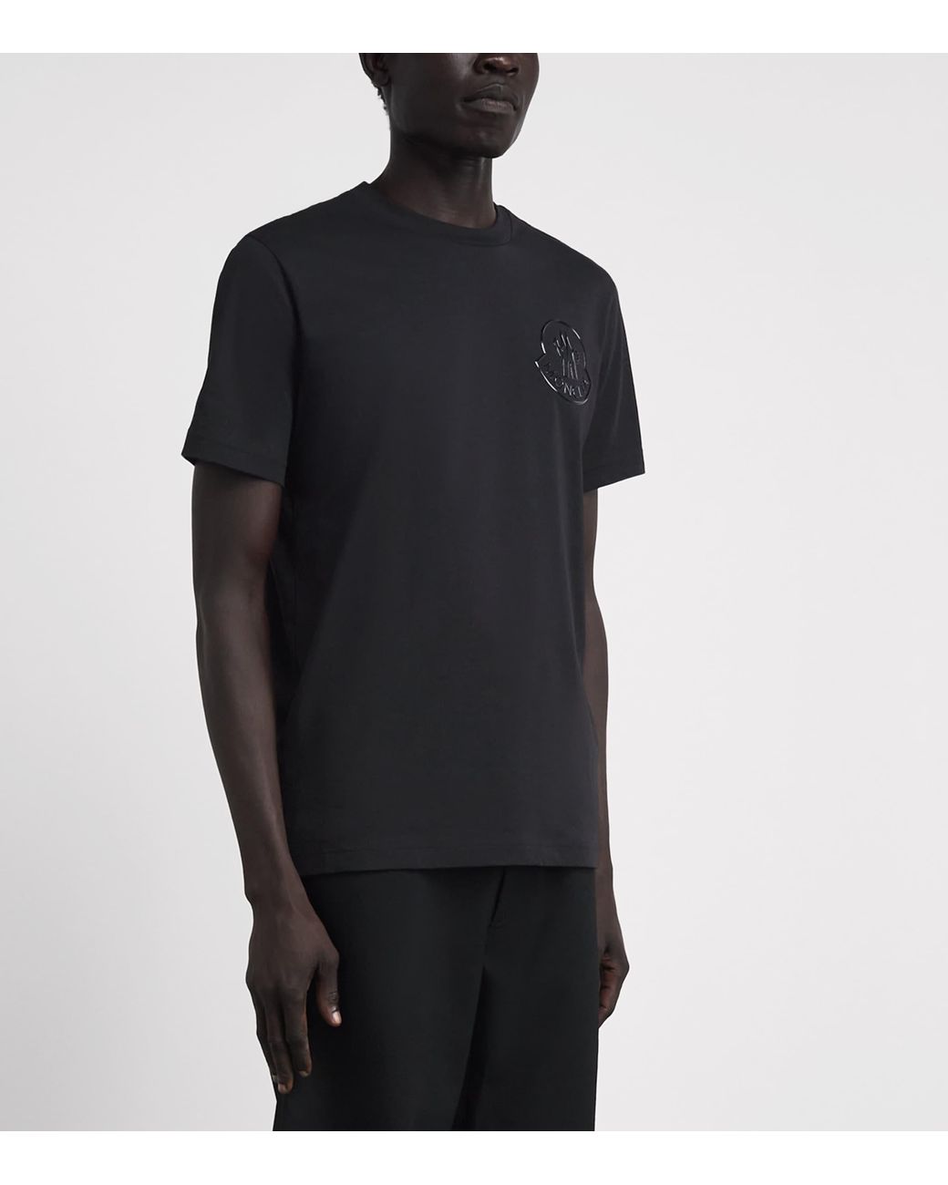 Moncler Black Cotton Logo T-Shirt for men
