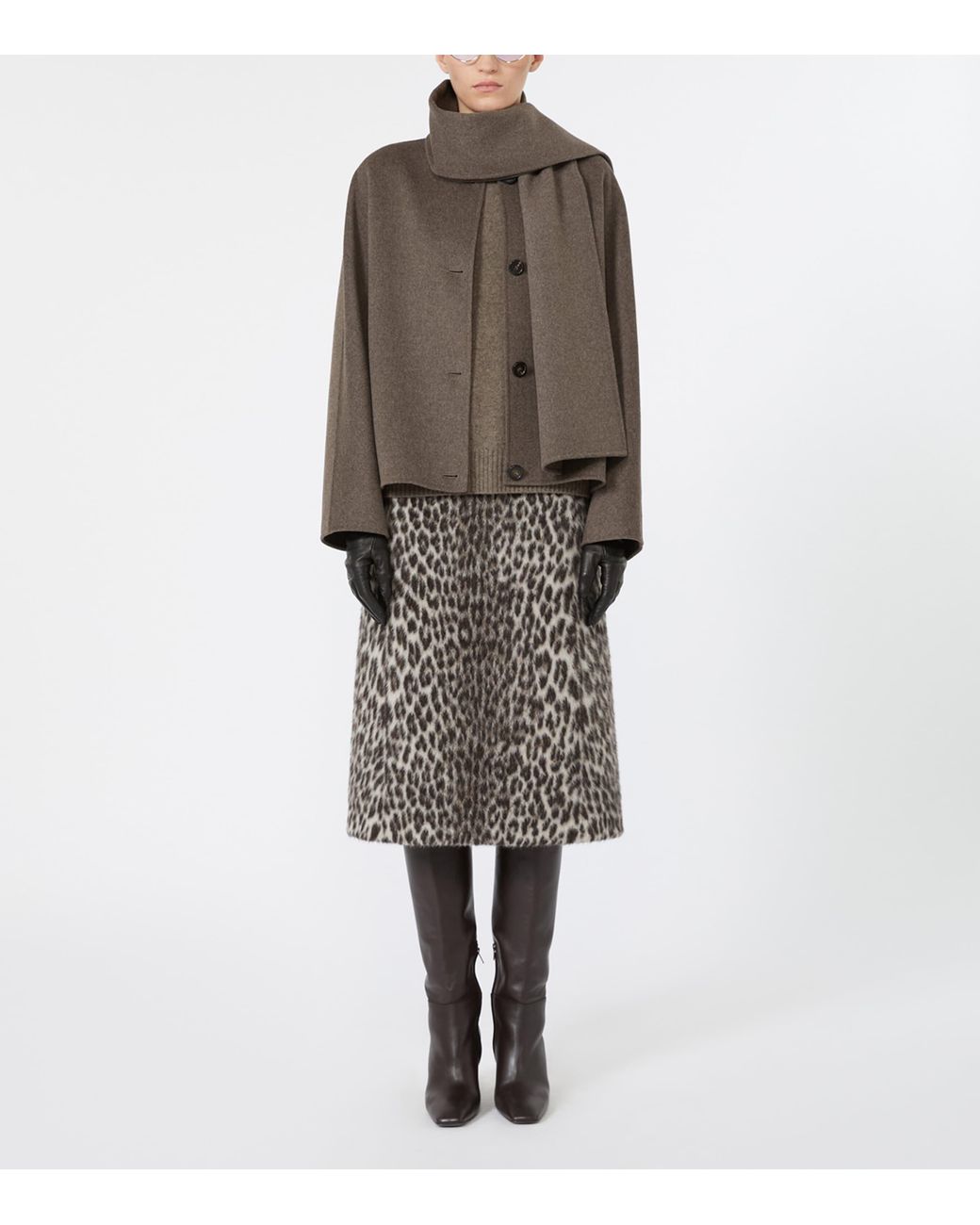 Max Mara Brown Virgin Wool Scarf-Neck Jacket