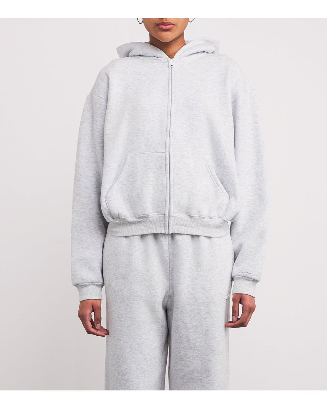 Skims White Cotton-Blend Fleece Classic Hoodie