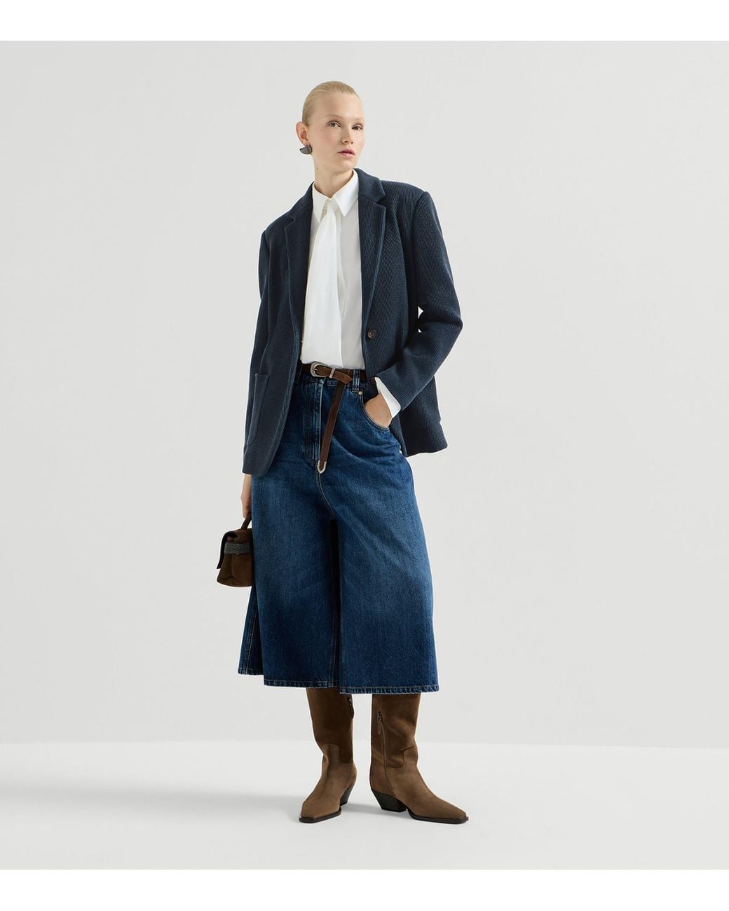 Brunello Cucinelli Blue Corduroy Single-Breasted Blazer